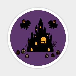 Spooky Halloween Ghost Pumpkin Black Cat Graveyard Church Magnet